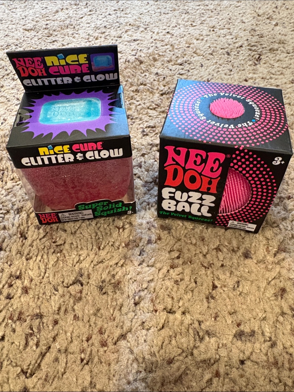 NeeDoh FuzZ Ball & Nice Cube Glitter Glow Set - Pink
